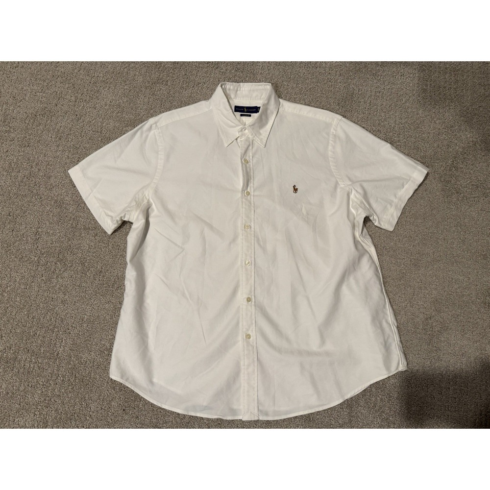 Polo Ralph Lauren Mens Short Sleeve Classic Fit Oxford Shirt White XL